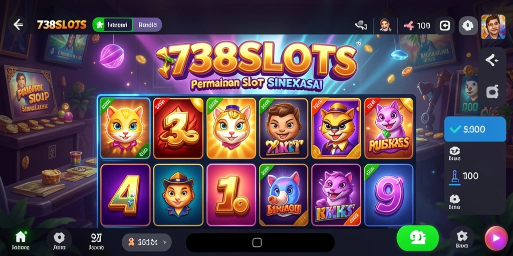 Screenshot gameplay 738SLOTS menampilkan aksi mesin slot yang mengasyikkan.