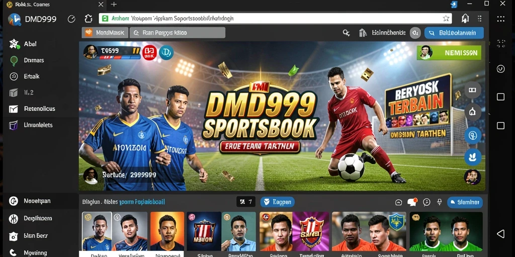 Screenshot DMD999 menampilkan antarmuka taruhan Sportsbook yang menarik.