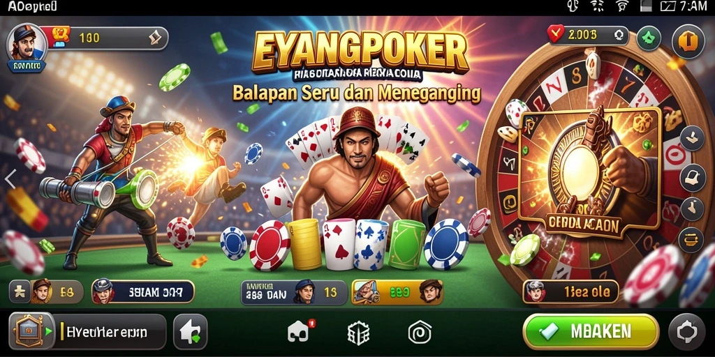 Tangkapan layar gameplay yang menunjukkan aksi balapan intens di EYANGPOKER.