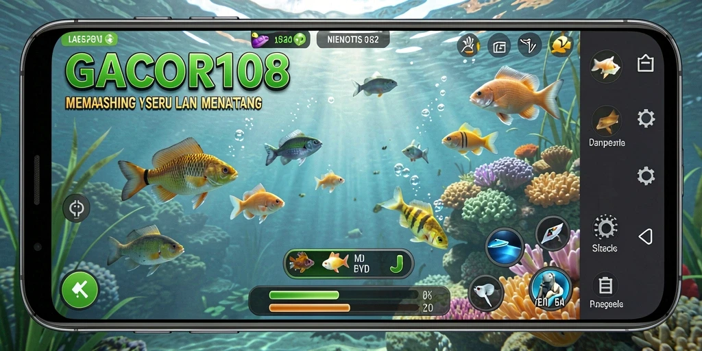 Screenshot gameplay GACOR108 menampilkan aksi memancing yang seru.