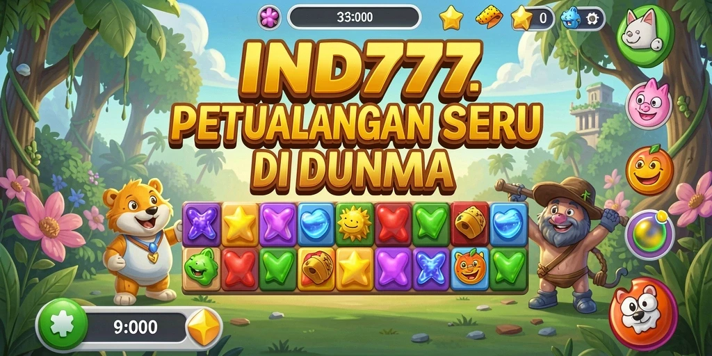 Screenshot utama IND777 menampilkan gameplay seru permainan Match-3.