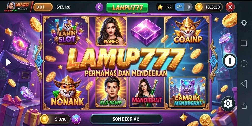 Tampilan seru gameplay LAMPU777 dengan tema slot yang menarik.