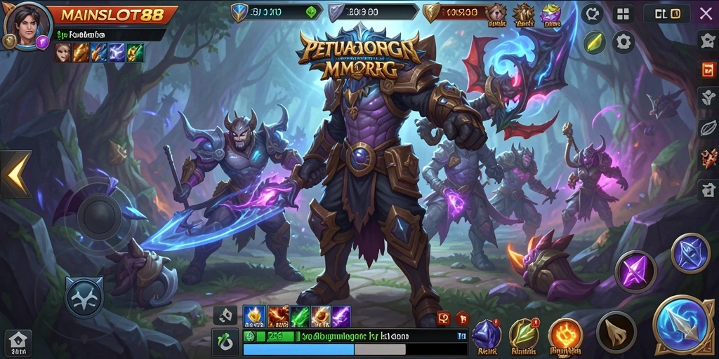 Screenshot utama MAINSLOT88 menampilkan aksi seru dalam pertarungan MMORPG.