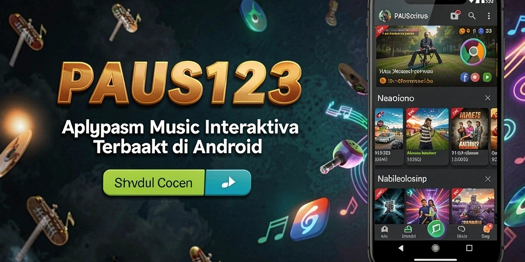 Tampilan gameplay interaktif PAUS123 dengan alat musik virtual.