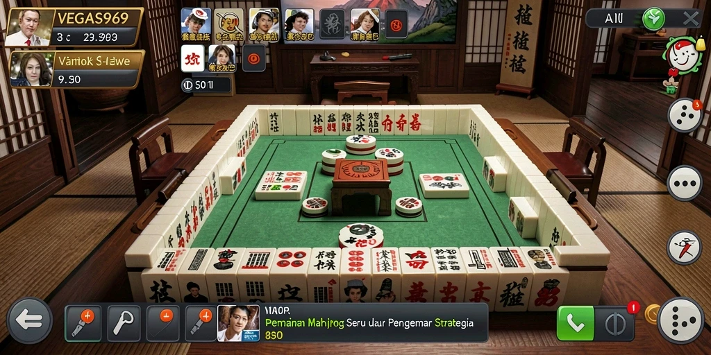 Tangkapan layar dari gameplay VEGAS969 yang menarik dan penuh strategi Mahjong.